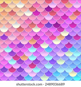 Colorful holographic Mermaid scales disco abstract background texture. Vetor illustration