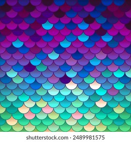 Colorful holographic Mermaid scales disco abstract background texture. Vetor illustration