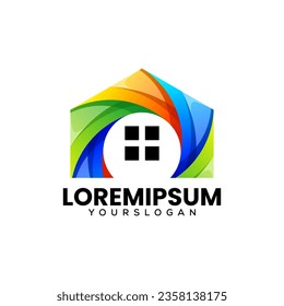 colorful home abstract icon logo design 