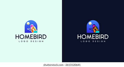 colorful home bird logo vector icon illustration