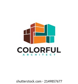 Colorful home building architect vector logo design