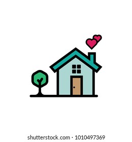 Colorful home icon vector for valentines day.