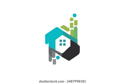 Colorful home puzzle vector icon symbol Pro Vector