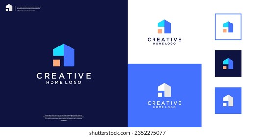 Colorful home real estate logo. construction architecture building logo design