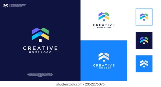 Colorful home roof logo design template