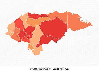 Colorida Honduras Divided Map Illustration, puede ser utilizada para diseños de negocios, presentaciones o cualquier diseño adecuado.