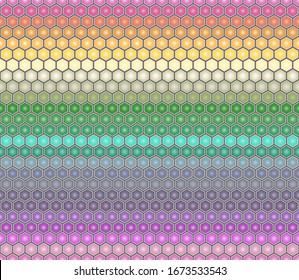 Colorful honeycomb mosaic. Abstract  colorful hexagon tiles background. Seamless vector illustration.