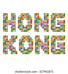 Colorful Hong Kong indonesia text in vector