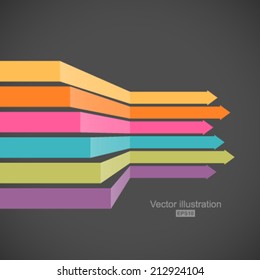 Colorful horizontal arrows in perspective.