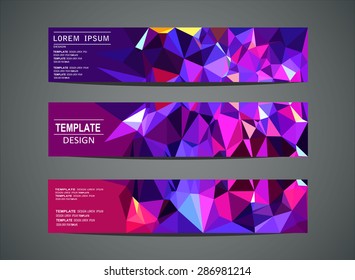 Colorful horizontal banners - with polygon design.