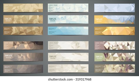 Colorful horizontal banners - with polygon design.