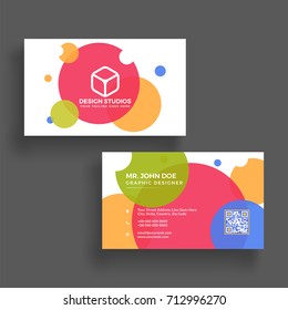 Colorful horizontal business card with front and back presentation.