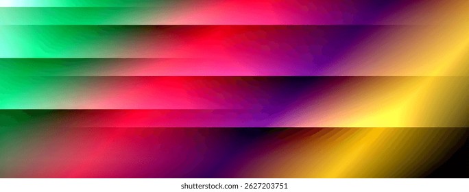 Colorful horizontal gradients dominate image. Bright hues blend smoothly, creating vibrant visual effect. Black borders frame spectrum.