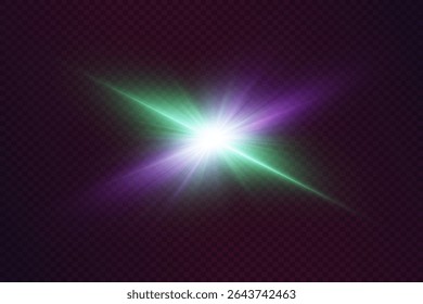 Colorful horizontal light flash, with star light.