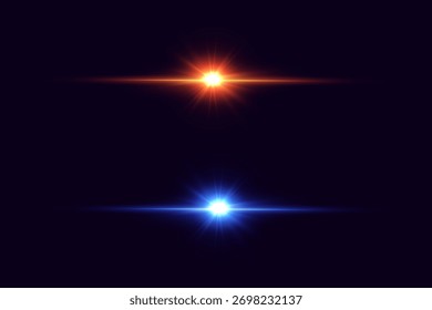 Colorful horizontal light flashes and glow elements.