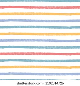 Colorful horizontal vector brush lines. Modern seamless stripes pattern. Pencil texture.