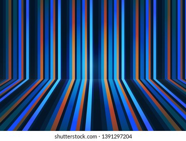Colorful horizontal and vertical lines in perspective. Abstract geometric pattern. Vector illustration