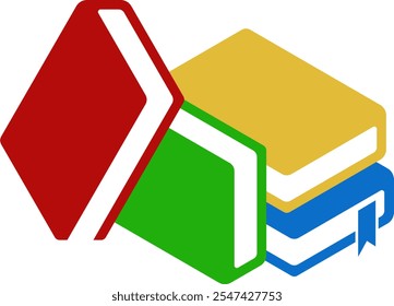 Colorful Horizontal and Vertical Stacks of Books in Isometric. Education Infographic Template Design with Books Pile. Set of Book Icon in Flat style isolated 