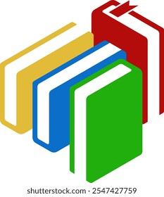 Colorful Horizontal and Vertical Stacks of Books in Isometric. Education Infographic Template Design with Books Pile. Set of Book Icon in Flat style isolated 