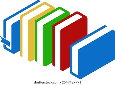 Colorful Horizontal and Vertical Stacks of Books in Isometric. Education Infographic Template Design with Books Pile. Set of Book Icon in Flat style isolated 