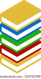 Colorful Horizontal and Vertical Stacks of Books in Isometric. Education Infographic Template Design with Books Pile. Set of Book Icon in Flat style isolated 
