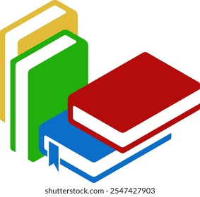 Colorful Horizontal and Vertical Stacks of Books in Isometric. Education Infographic Template Design with Books Pile. Set of Book Icon in Flat style isolated 