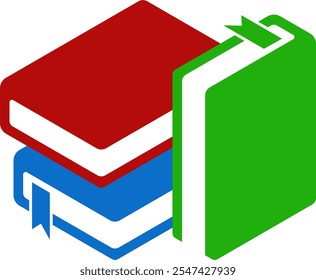 Colorful Horizontal and Vertical Stacks of Books in Isometric. Education Infographic Template Design with Books Pile. Set of Book Icon in Flat style isolated 