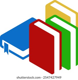 Colorful Horizontal and Vertical Stacks of Books in Isometric. Education Infographic Template Design with Books Pile. Set of Book Icon in Flat style isolated 