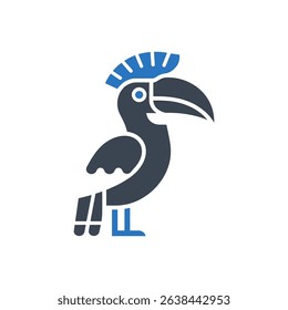 A colorful hornbill bird with a large beak icon.
