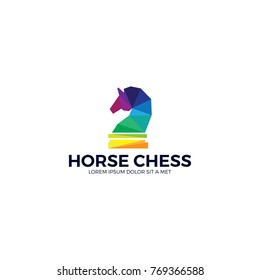 Colorful Horse Chess icon illustration. Horse symbol. Flat design with low poly style.