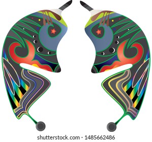 Colorful horse head And contrasting white background