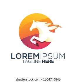 colorful horse logo design vector