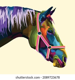 colorful horse pop art portrait style isolated decoration poster design 