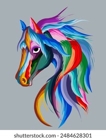 retrato de arte pop de caballo colorido estilo de Vector, se puede utilizar para, carteles, diseño de camiseta, pintura, decoración, fondo, Fondo de pantalla, pared mural, colorear.