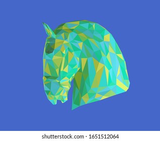 Colorful Horse Profile on Isolated Background. Vibrant Low Poly Vector 3D Rendering