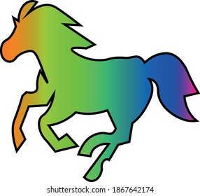 Colorful horse running isolated on white background.vector illustration.