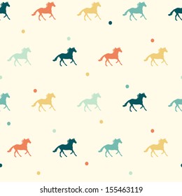 Colorful horse seamless pattern in vector/ pattern with symbol of year