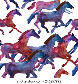 Colorful Horse Seamless Pattern In Vector