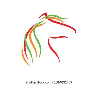 Colorful horse in silhouette art