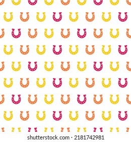 Colorful horseshoe seamless pattern with white background.