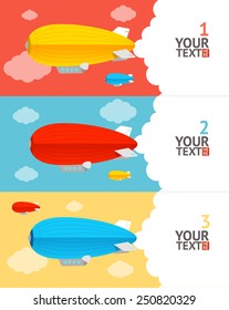 Colorful hot air ballons and clouds option banners