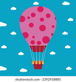 Colorful hot air balloon flying in the sky with clouds
