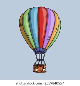 Colorful hot air balloon flying on the sky