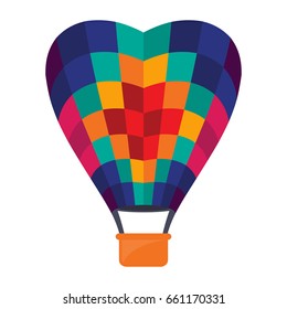 Colorful hot air balloon illustration, visualized in flat design style.
