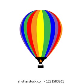 Colorful hot air balloon, isolated on white background