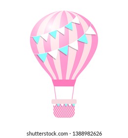 Colorful hot air balloon isolated on a white background. Cartoon. Flight, walk, sport,holiday.
