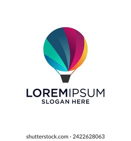 colorful hot air balloon logo design template