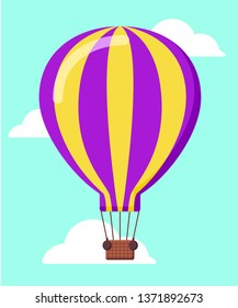 colorful  hot air balloon over blue sky background.