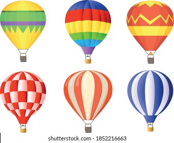 Colorful hot air balloon, pattern, air transport for travel, leisure and entertainment, design, cartoon style vector illustration.