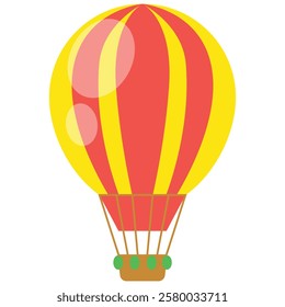 Colorful hot air balloon with spheres below, perfect for travel posters, adventurethemed designs, childrens books, or playful event invitations.